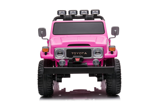 24V 2-Seater Licensed Toyota FJ40 RC Kids Ride-On Car Hot Pink