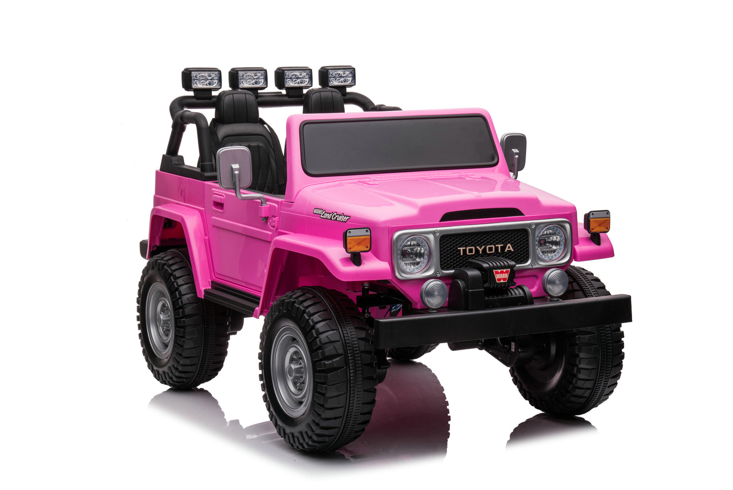 24V 2-Seater Licensed Toyota FJ40 RC Kids Ride-On Car Hot Pink