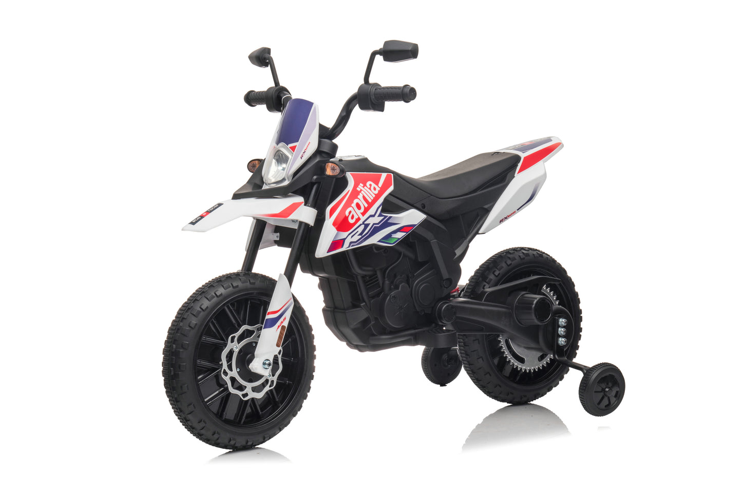 12V 1-Seater Licensed Aprilia RX125 Kids Ride On Bike White