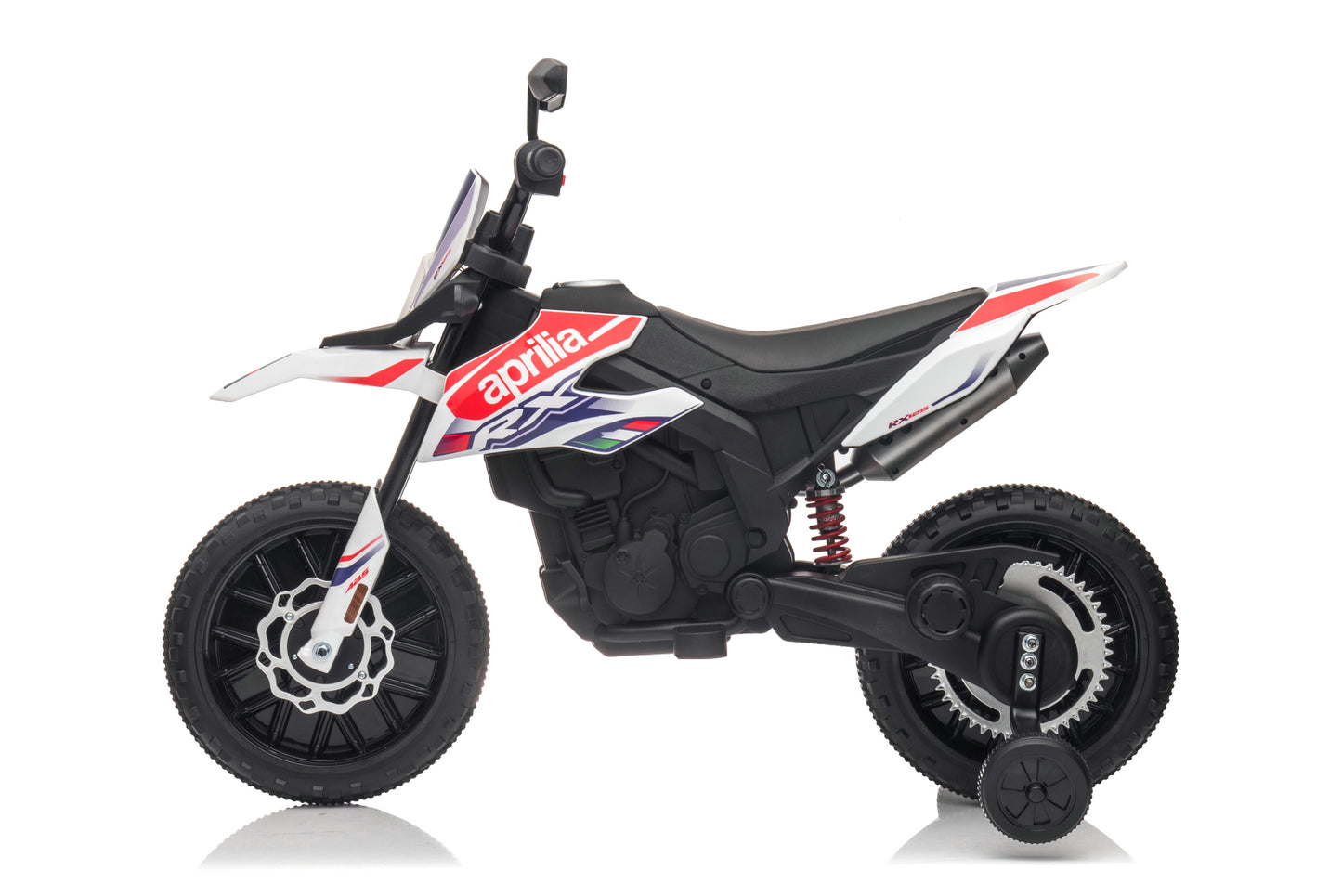12V 1-Seater Licensed Aprilia RX125 Kids Ride On Bike White