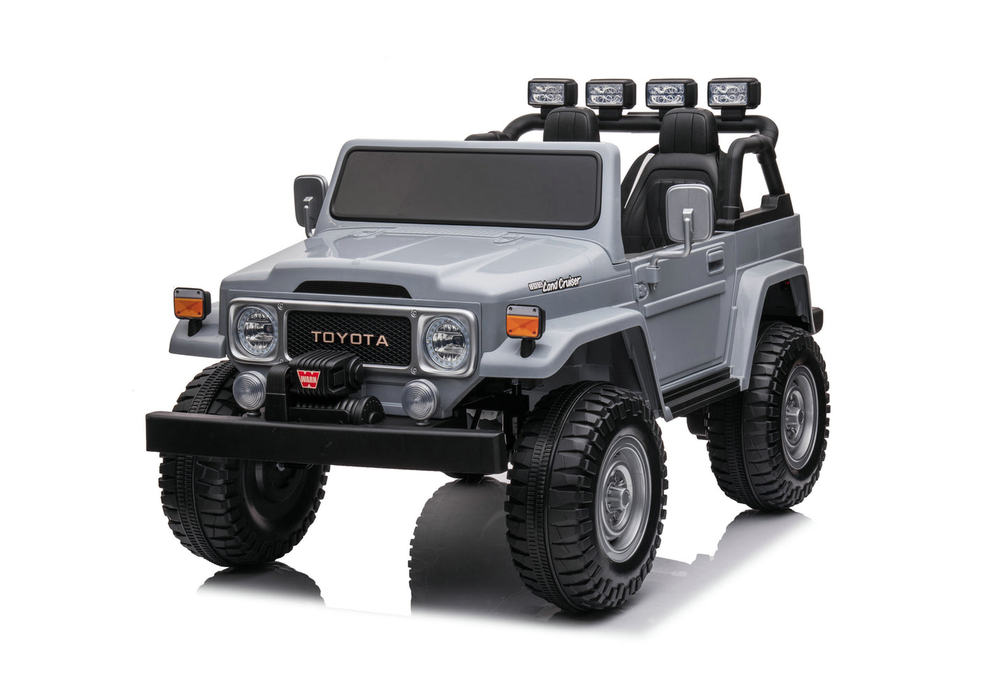 24V 2-Seater Licensed Toyota FJ40 RC Kids Ride-On Car Grey