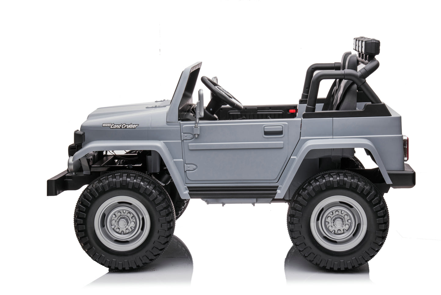 24V 2-Seater Licensed Toyota FJ40 RC Kids Ride-On Car Grey