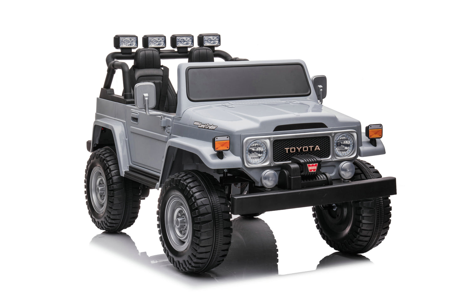 24V 2-Seater Licensed Toyota FJ40 RC Kids Ride-On Car Grey