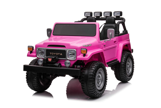 24V 2-Seater Licensed Toyota FJ40 RC Kids Ride-On Car Hot Pink
