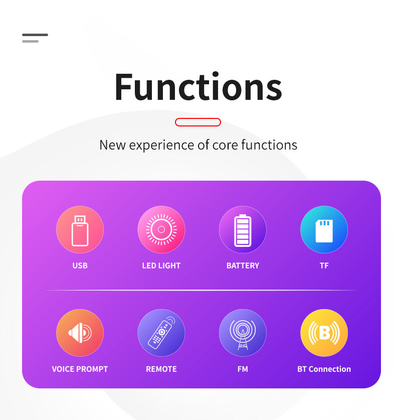 Portable Party Speaker with Handle 30W 6.5" Woofer x 2 & 3" Tweeter with RGB LED